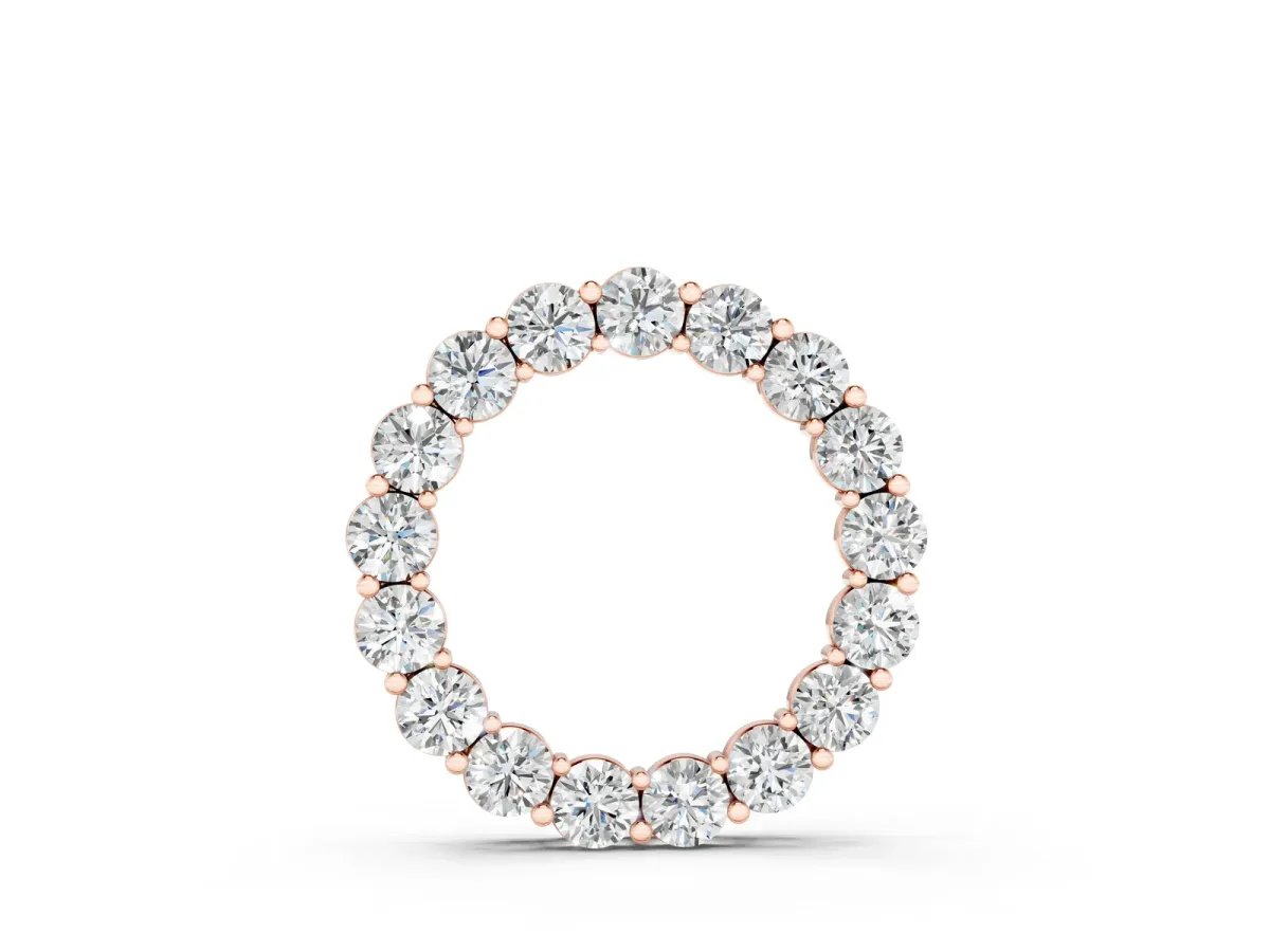 Round Diamond Prong-Set Circle Pendant Rose gold