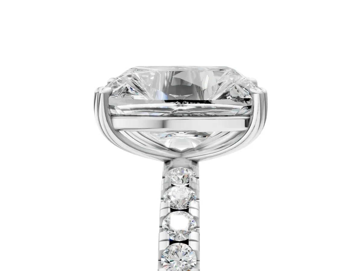 Old Mine Elongated Cushion Diamond Pave Band Ring Platinum