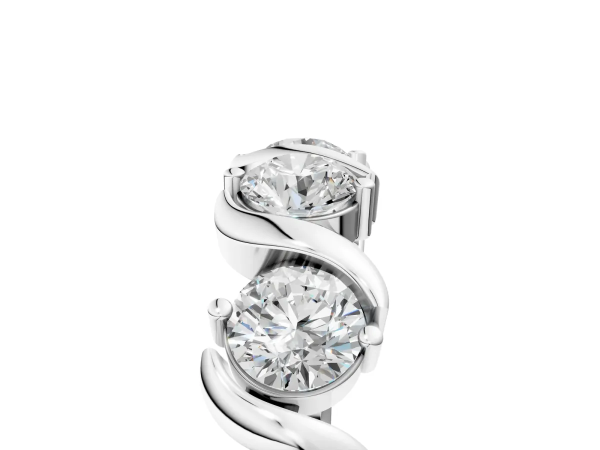 Six-Stone Round Diamond Wave Band with Shared Prong Setting White gold