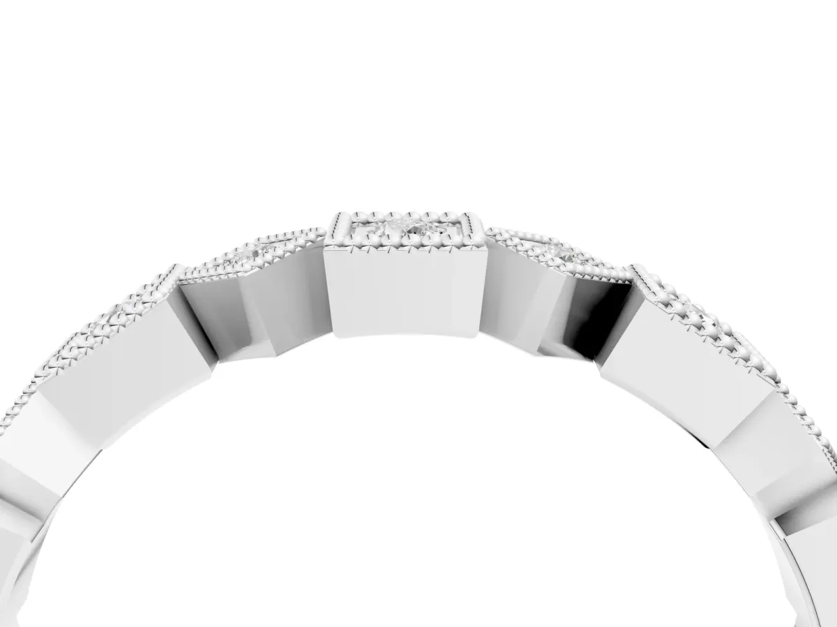 Milgrain Square Diamond Eternity Band with Bezel Setting Platinum
