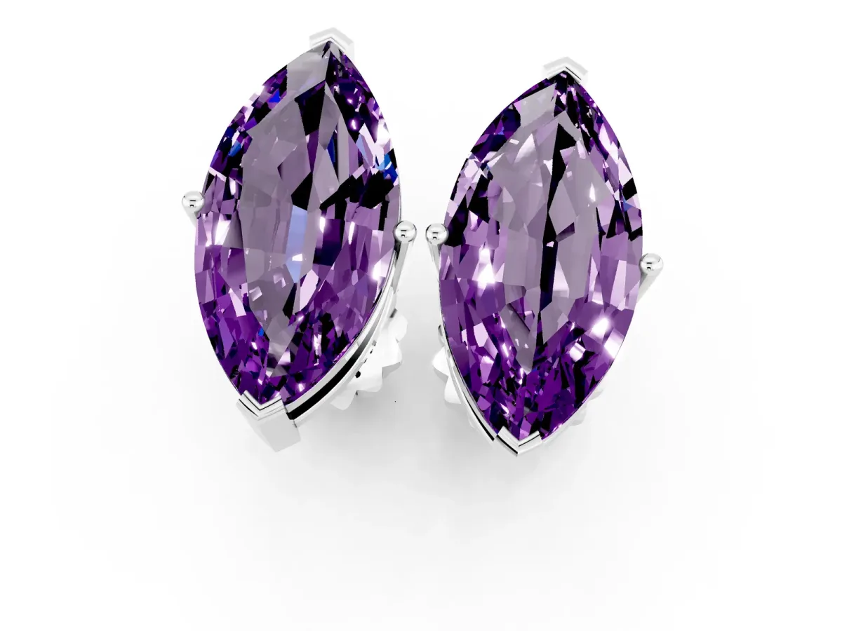 Marquise Cut Amethyst Stud Earrings Platinum