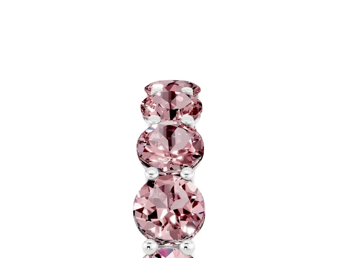 Round Morganite Shared Prong Eternity Band Platinum