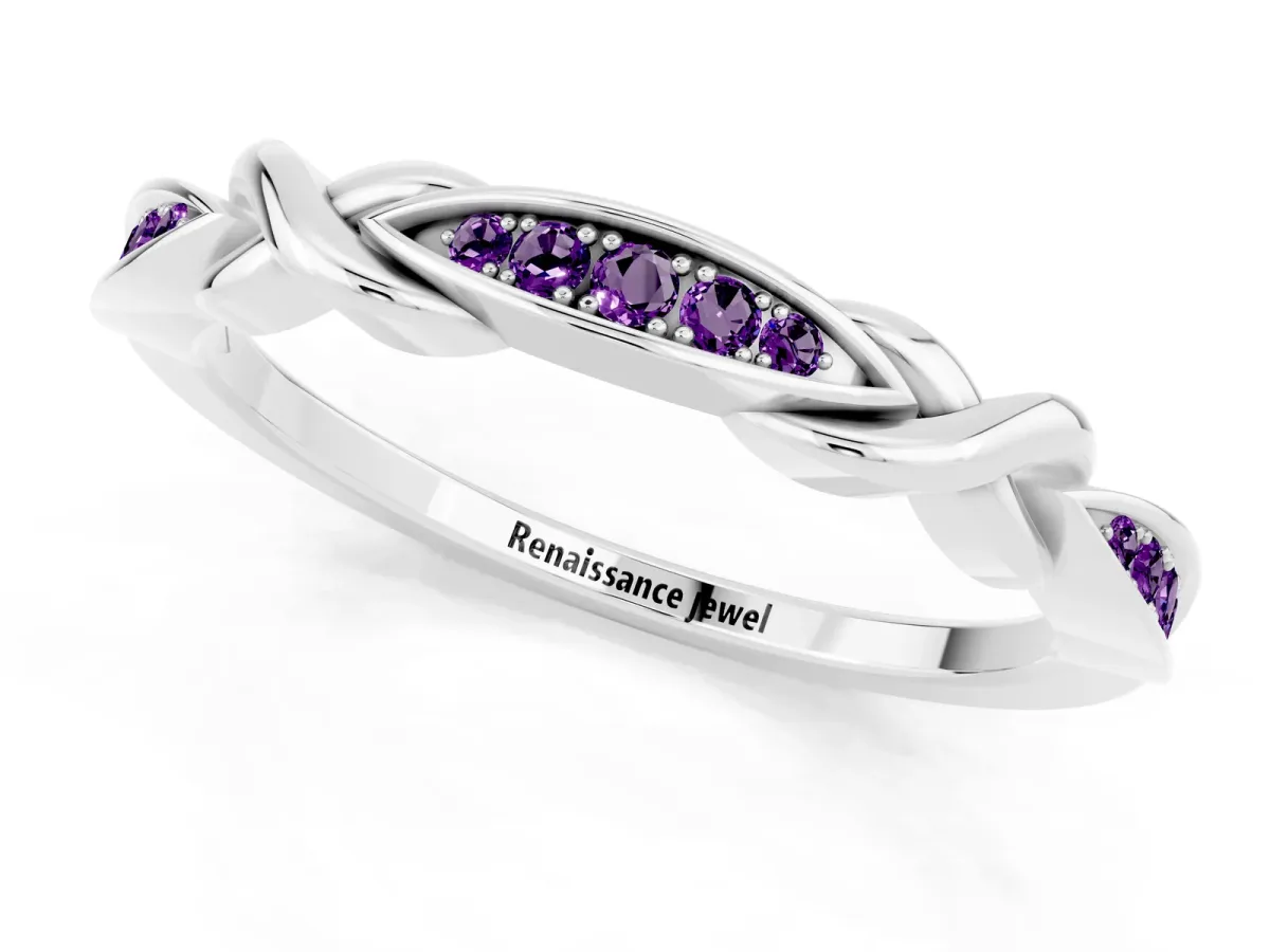 Twisted Marquise Amethyst Pavé Band with Shared Prong Setting Platinum