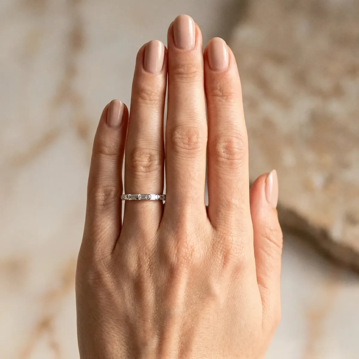 Channel Set Baguette Diamond Eternity Band White gold