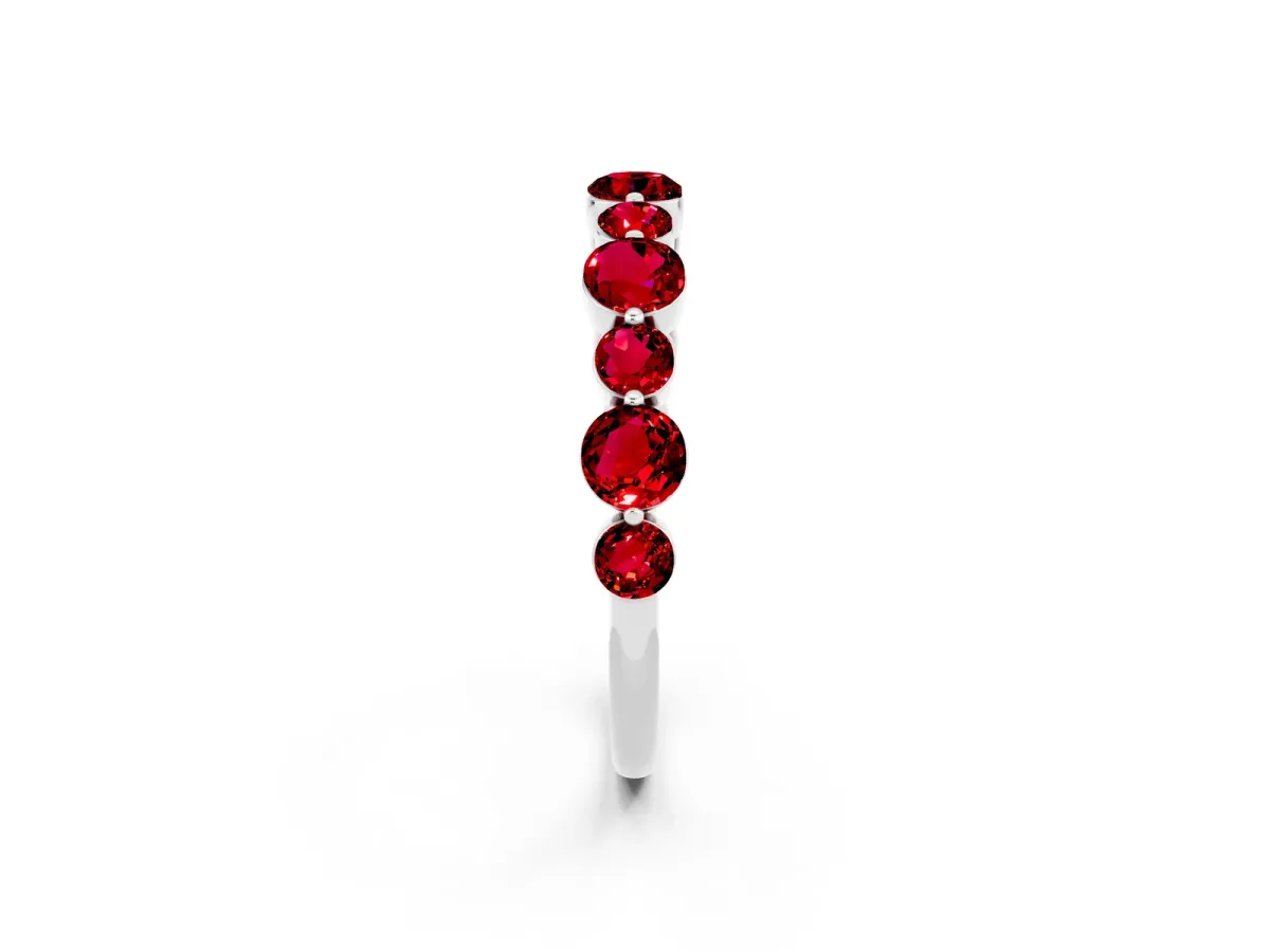 Round Ruby Scalloped Prong Set Eternity Band Platinum