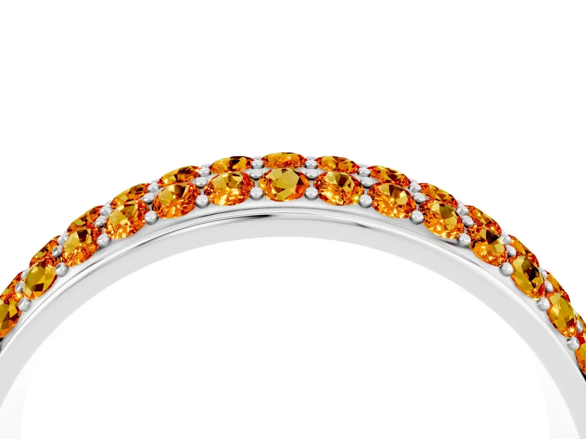 Three-Row Round Citrine Eternity Band with Shared Prong Setting Silver