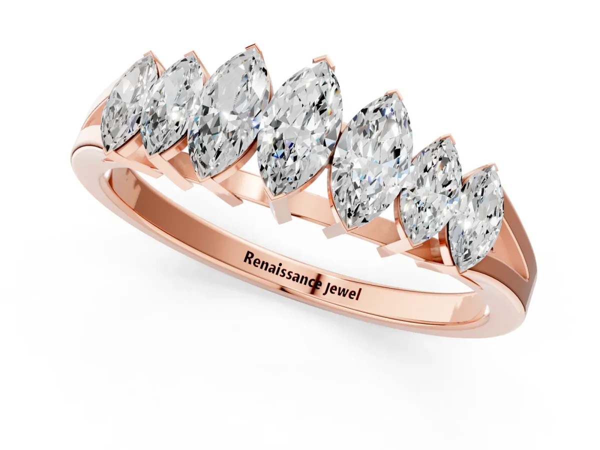 Marquise Diamond Prong-Set Half-Eternity Band Rose gold