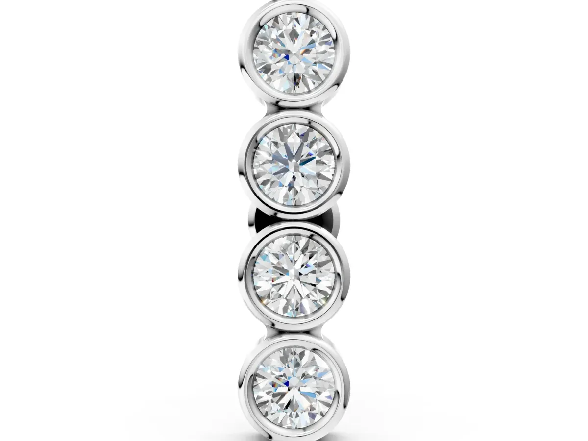 Round Diamond Row Flatback Earring Silver