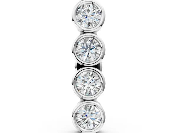 Round Diamond Row Flatback Earring White gold