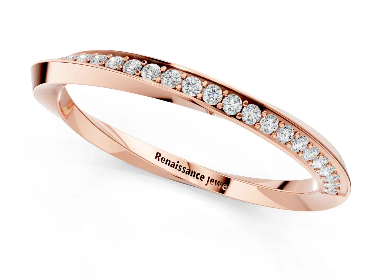 Pavé Round Diamond Twist Band Rose gold