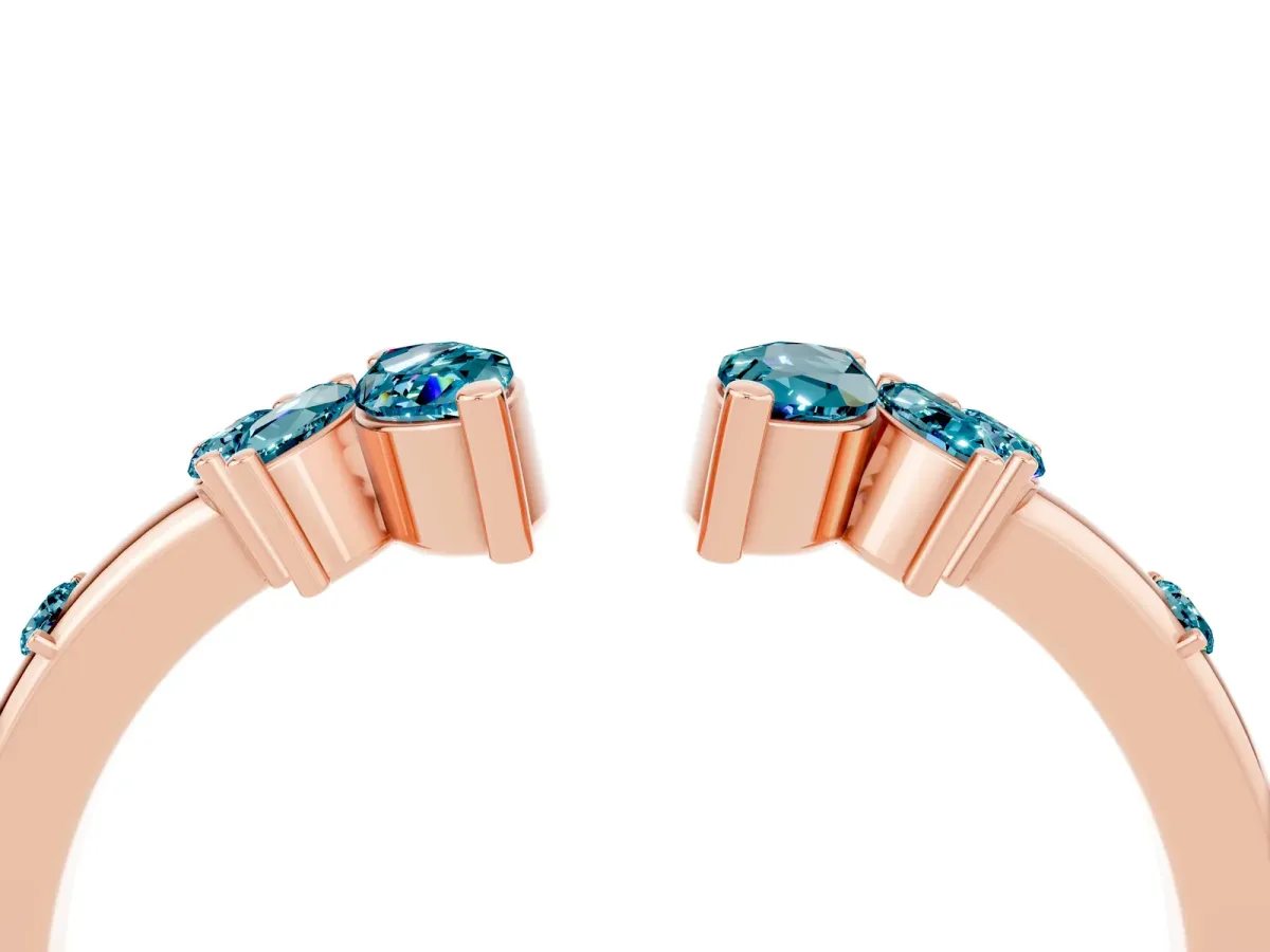 Open Marquise Cluster Blue Topaz Band with Prong Setting Rose gold