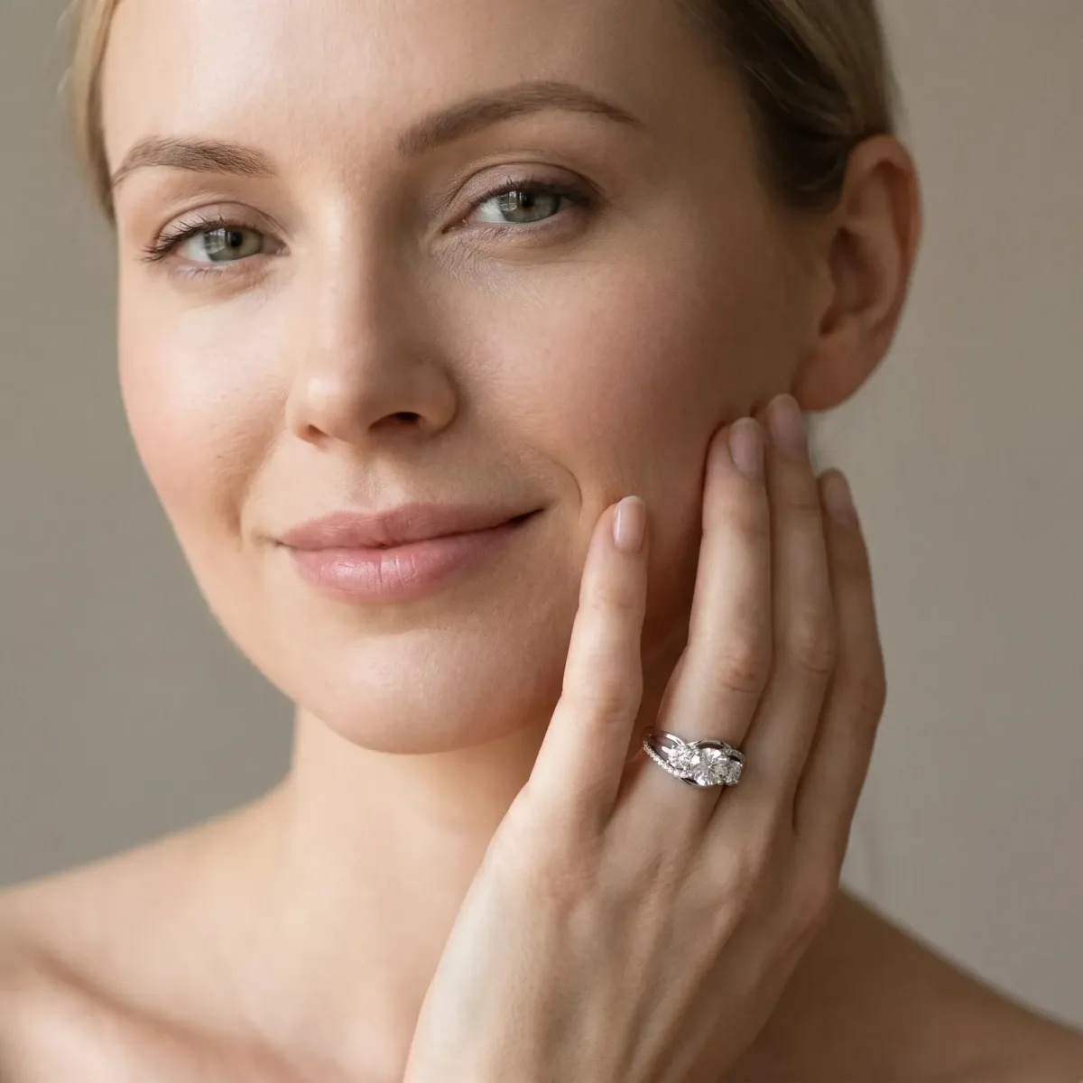 Three-Stone Asscher Cut Cut Diamond Split Shank Prong Set Ring Platinum