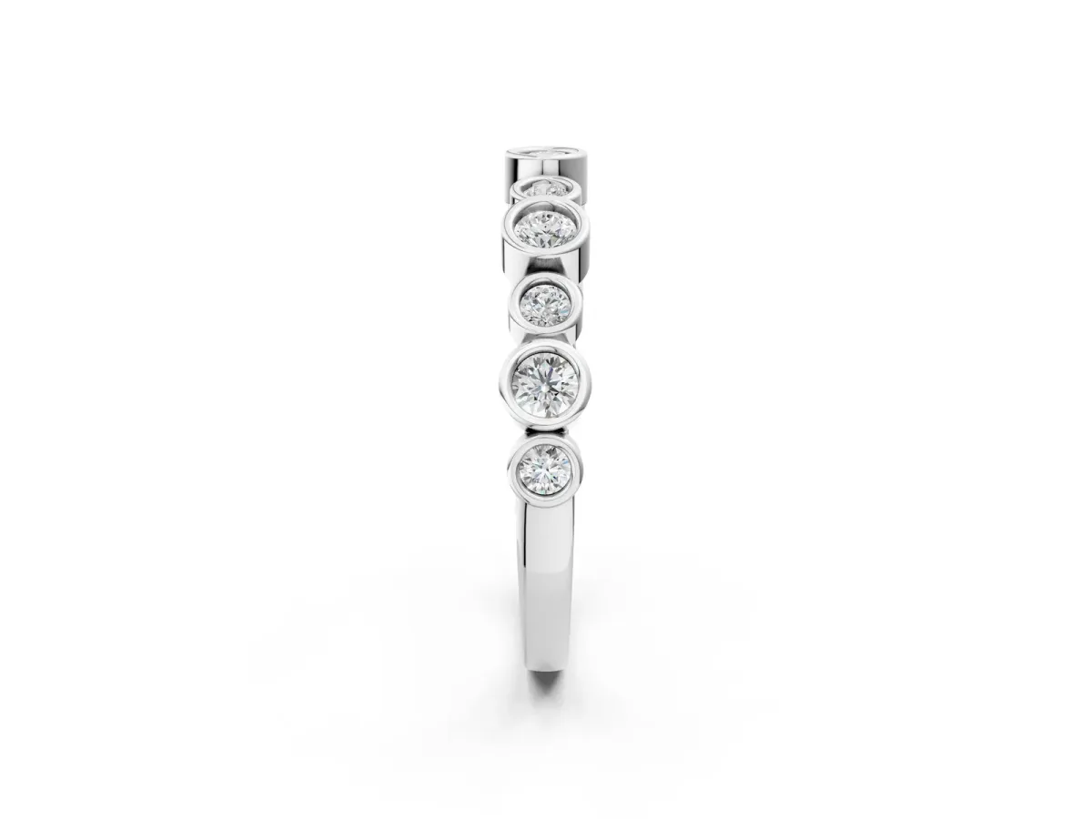 Bezel Set Round Diamond Half Eternity Band Silver
