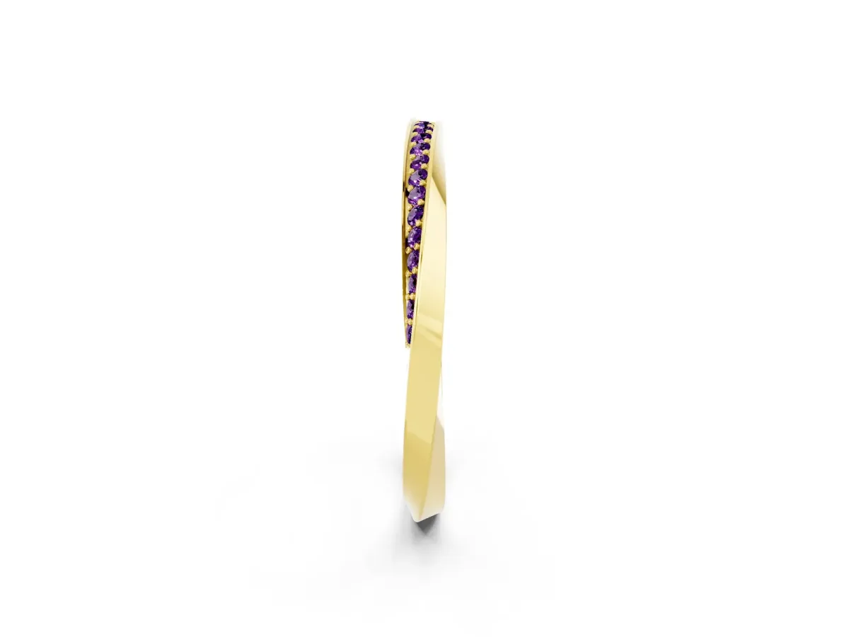Pavé Round Amethyst Twist Band Yellow gold
