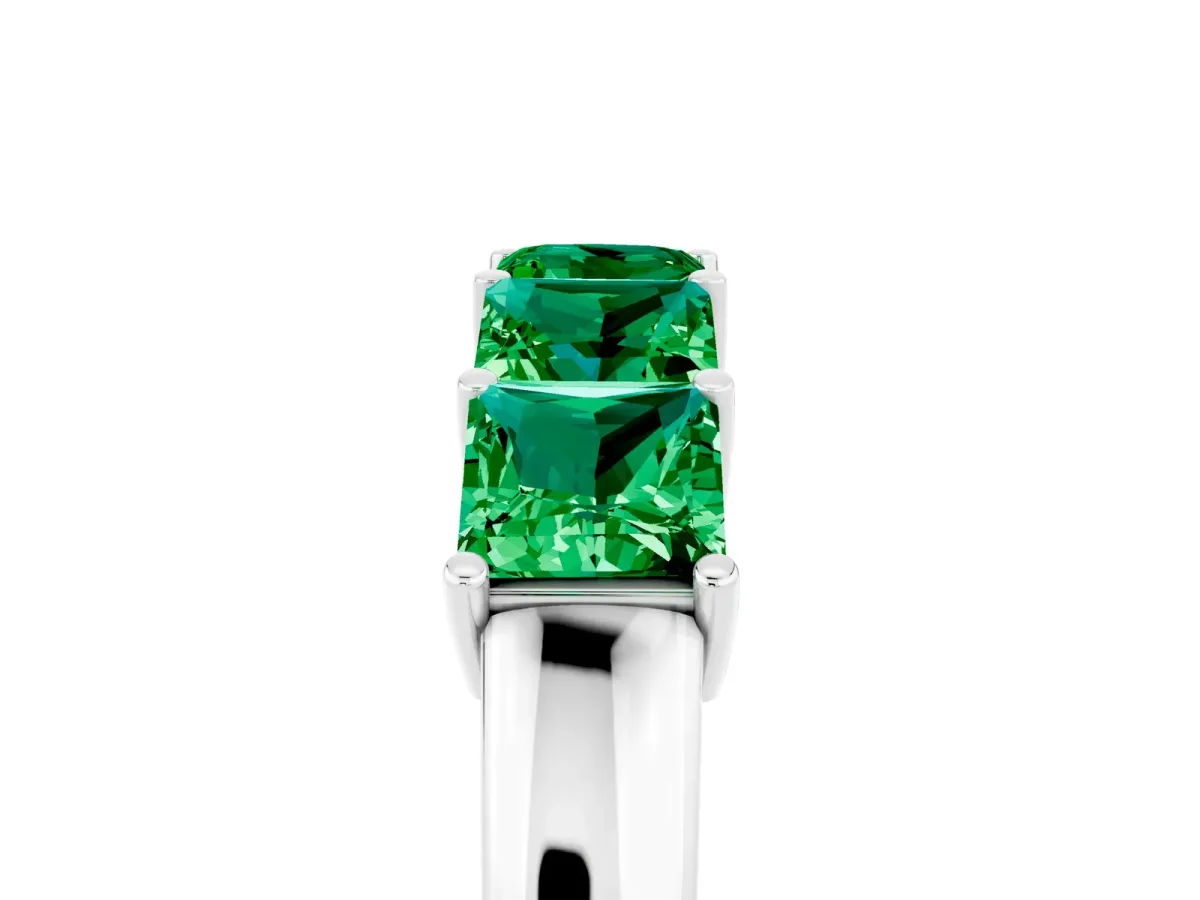 Princess Cut Five-Stone Emerald Band with Prong Setting Silver