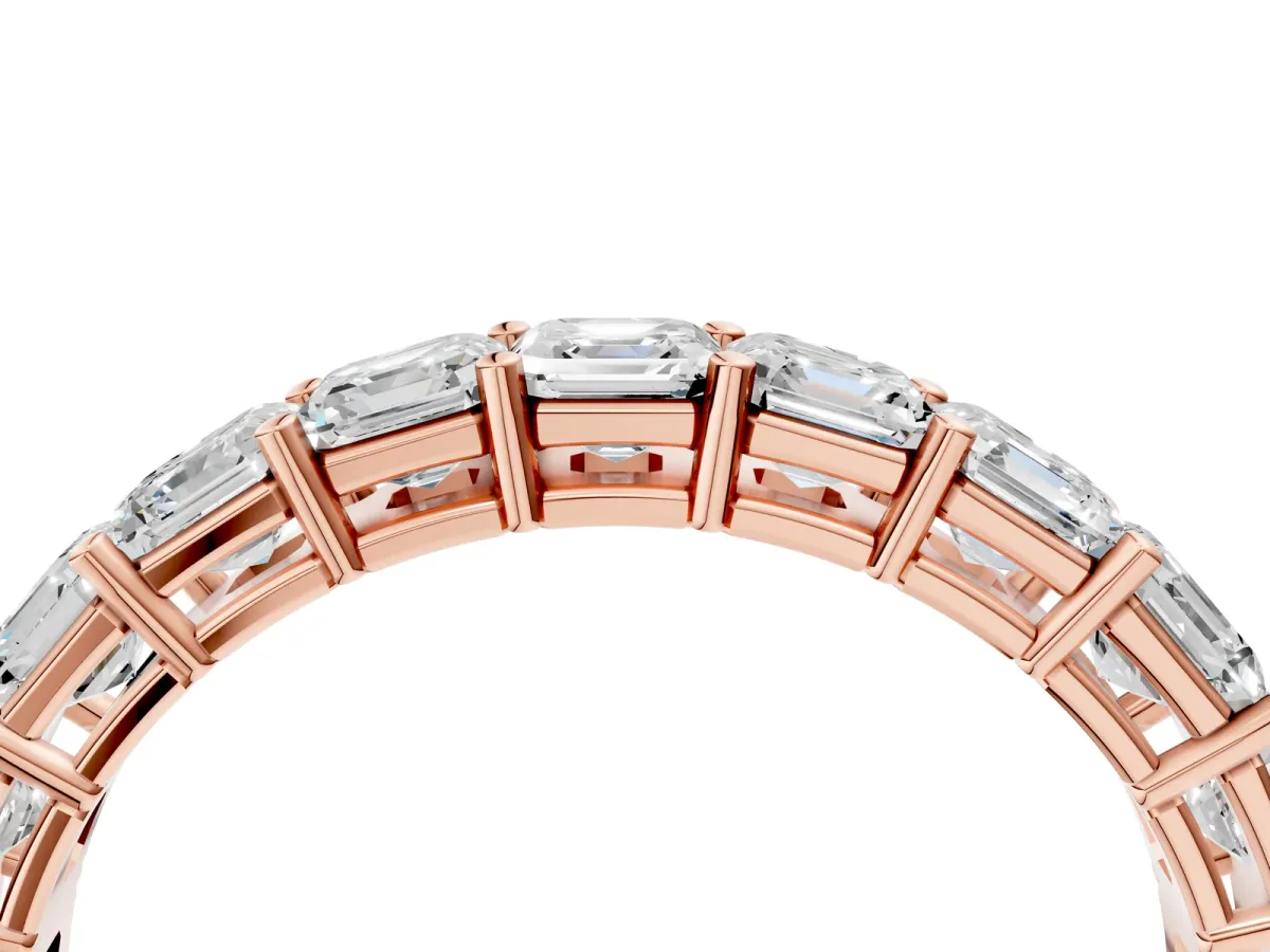 Asscher Cut Eternity Band with Shared Prong Setting Rose gold