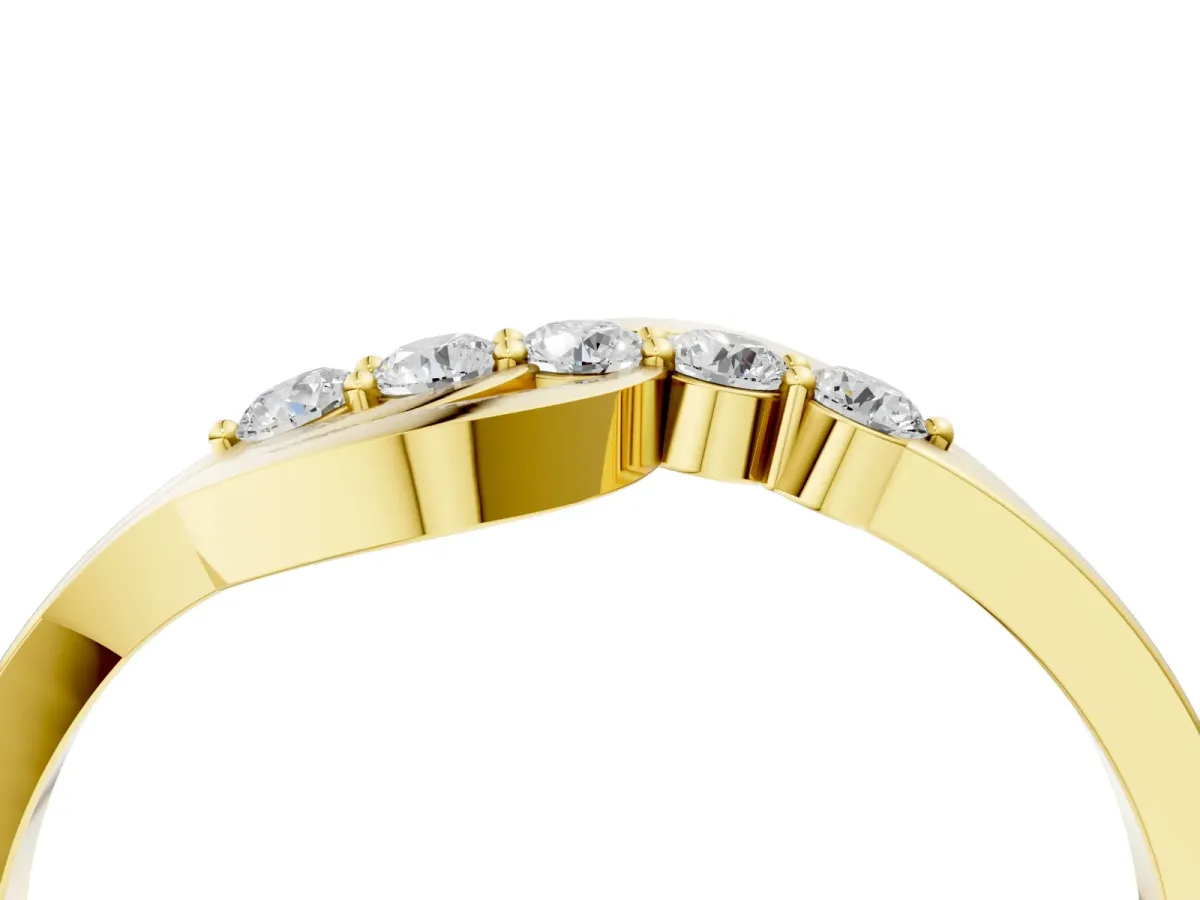 Five-Stone Round Diamond Crossover Band with Prong Setting Yellow gold