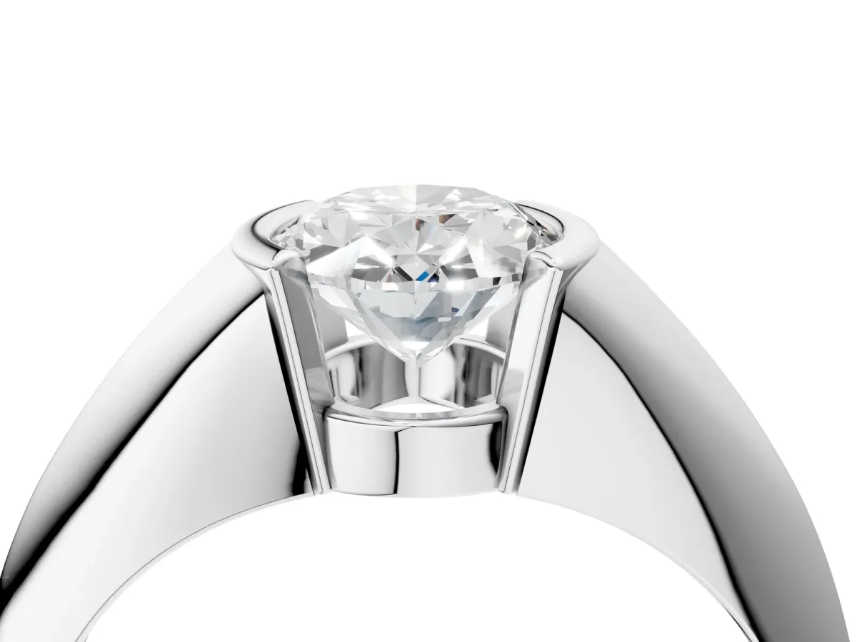 Oval Cut Solitaire Tension Set Diamond Ring Platinum