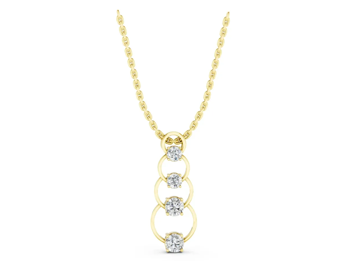 Round Diamond Four-Prong Circle Pendant Yellow gold