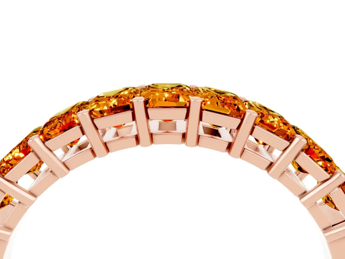 Emerald Cut Citrine Prong-Set Eternity Band Rose gold