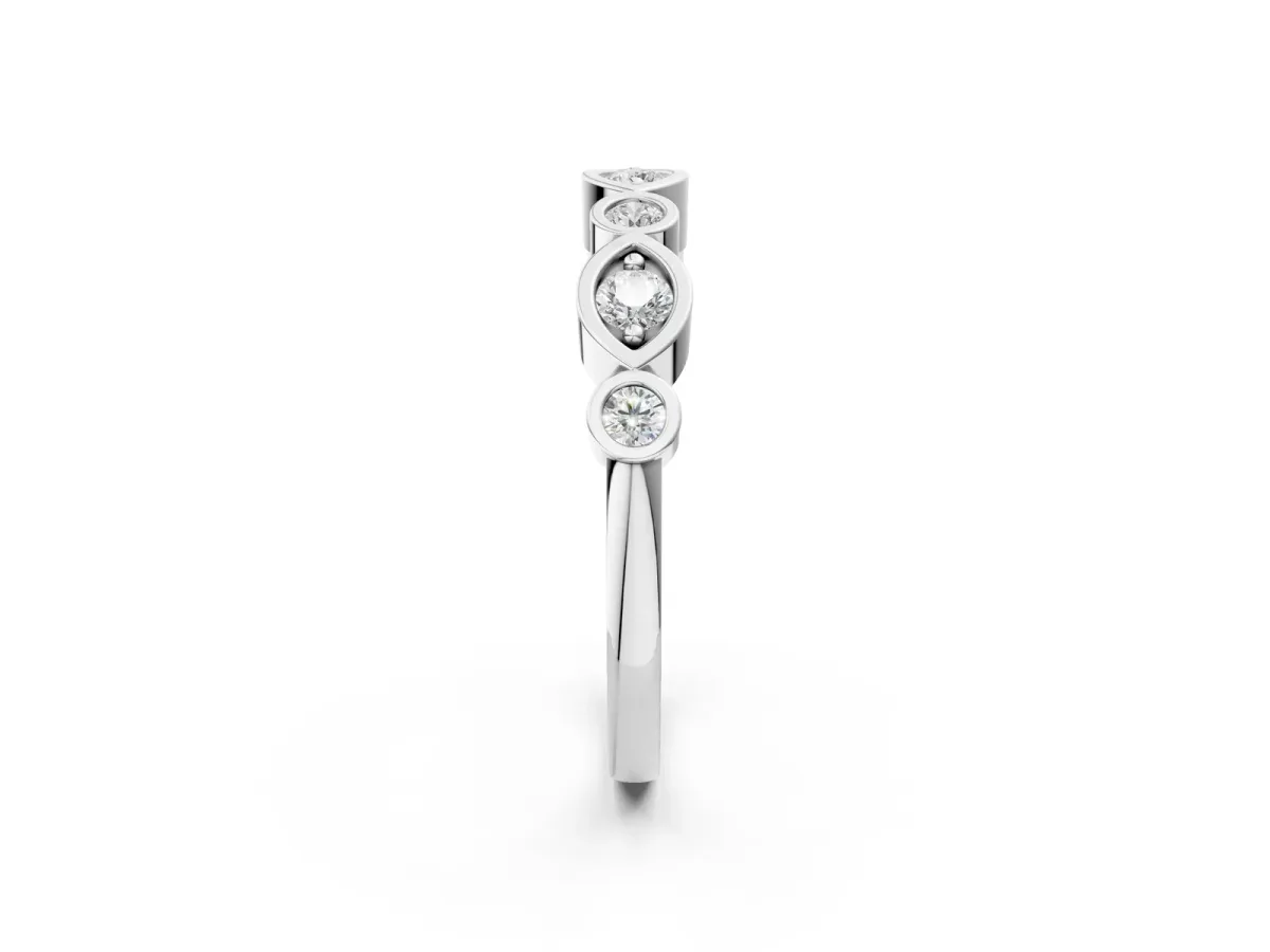 Bezel Set Mixed Shape Diamond Eternity Band Silver