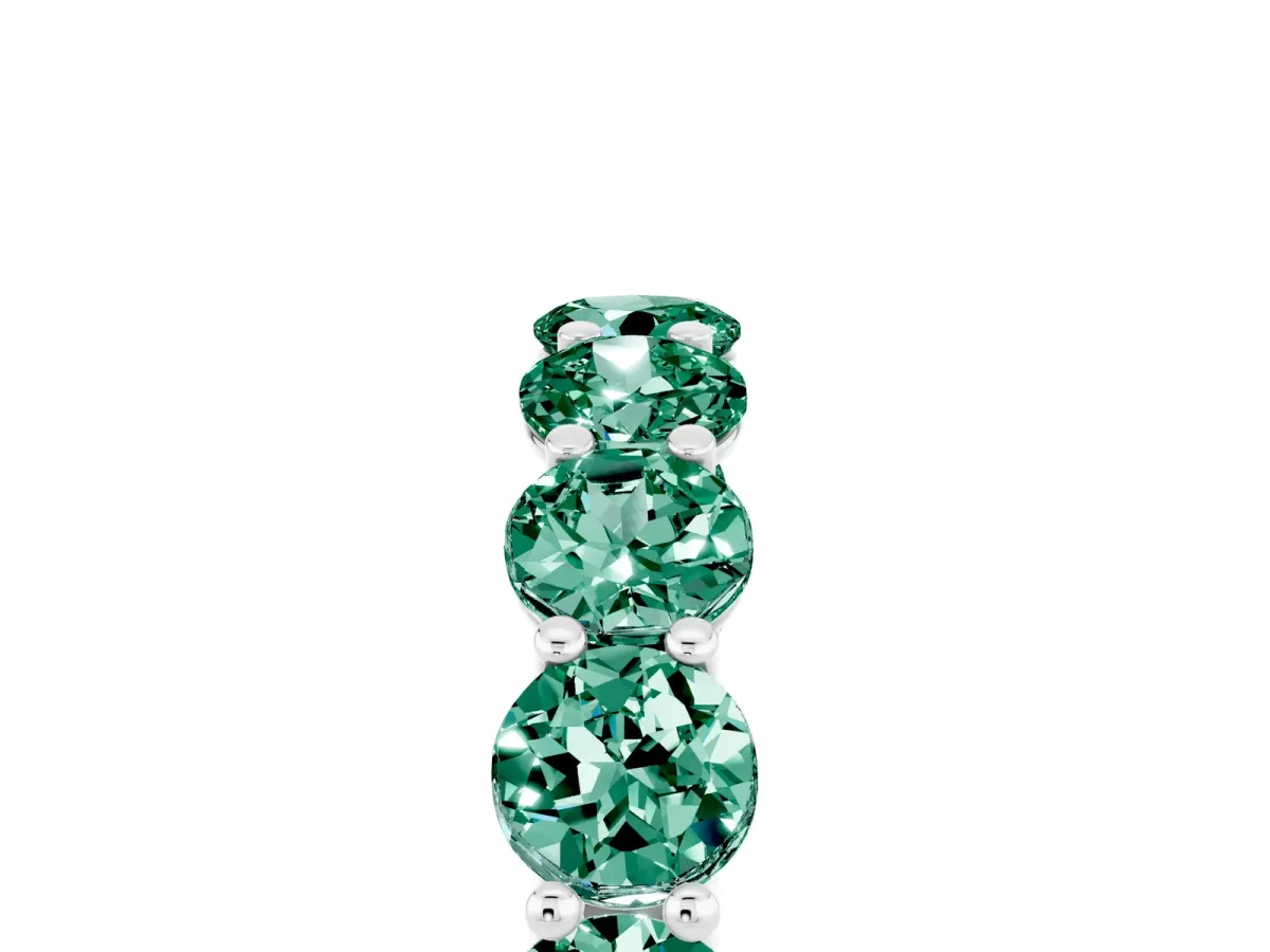 Round Green Sapphire Shared Prong Eternity Band Platinum