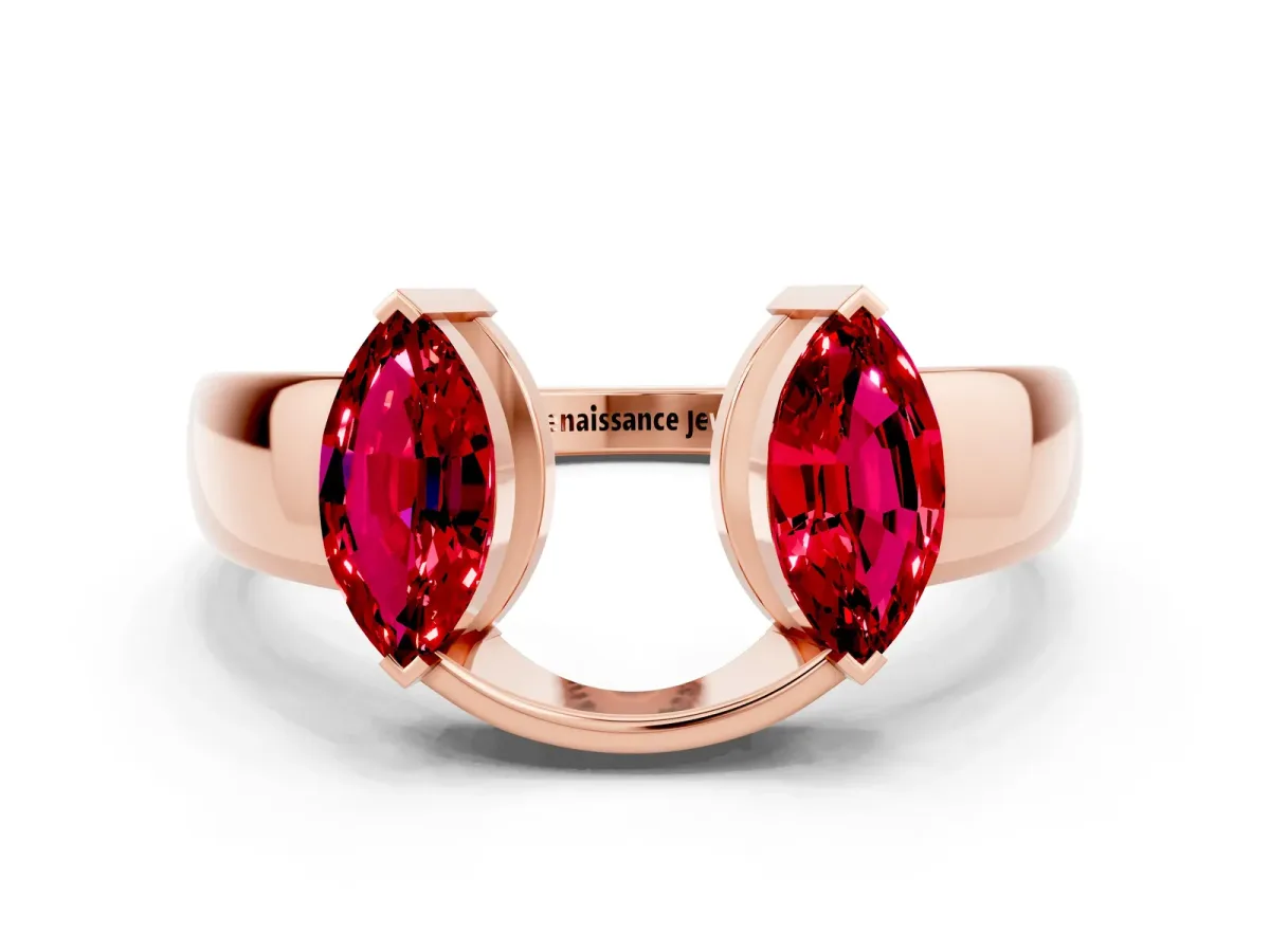 Marquise Ruby Open Band Ring with Tension Setting Rose gold