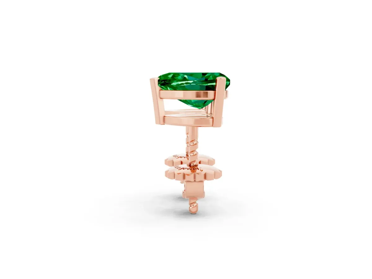 Heart Cut Emerald Stud Earrings Rose gold