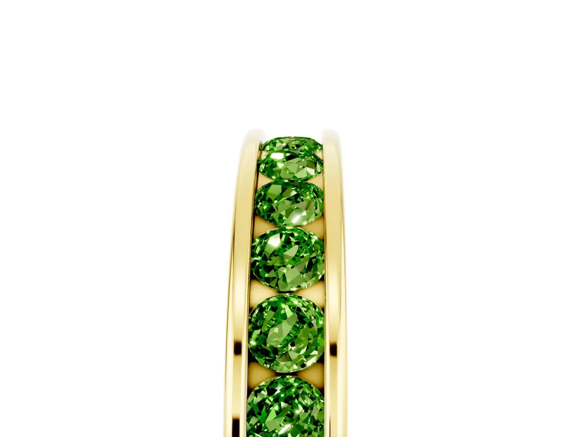Channel Set Round Peridot Eternity Band Yellow gold