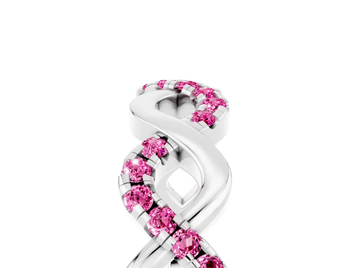 Twist Infinity Round Pink Sapphire Band with Pavé Setting Platinum