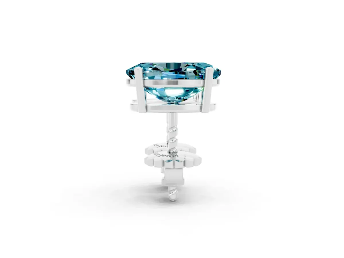 Oval Cut Blue Topaz Stud Earrings Silver