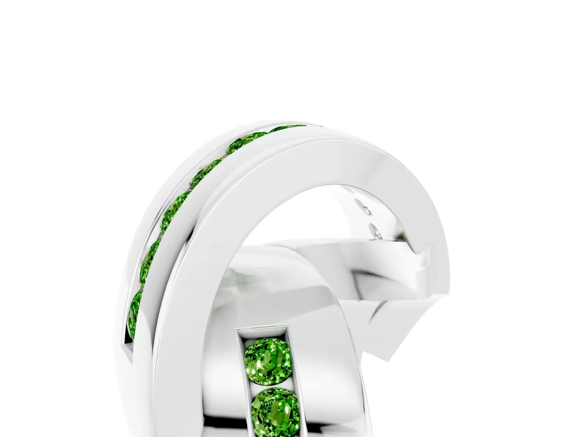 Pavé Round Peridot Crossover Band with Channel Setting Platinum