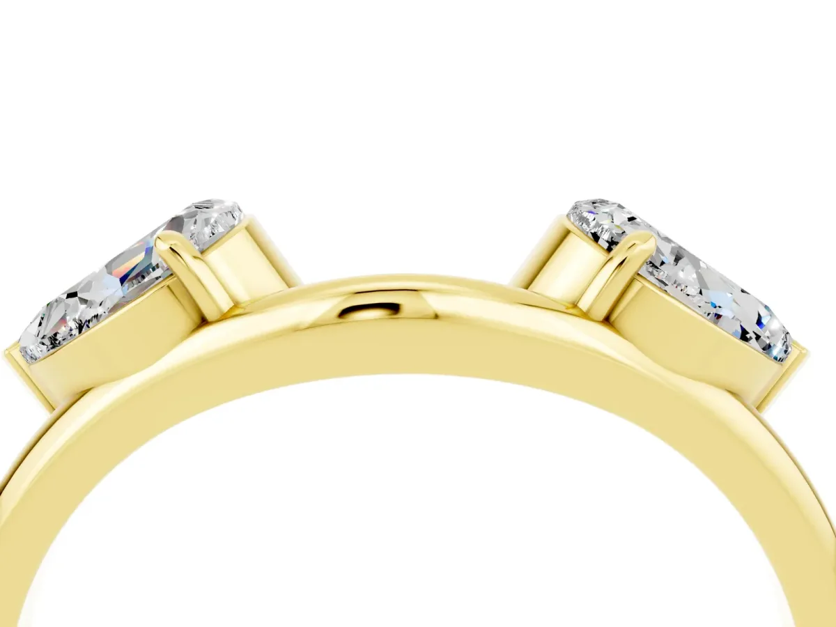 Two-Stone Pear Moissanite Bypass Ring with Prong Setting Yellow gold