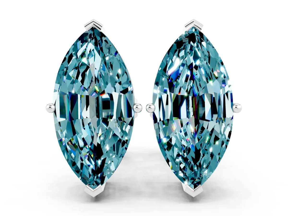 Marquise Cut Blue Topaz Stud Earrings Platinum