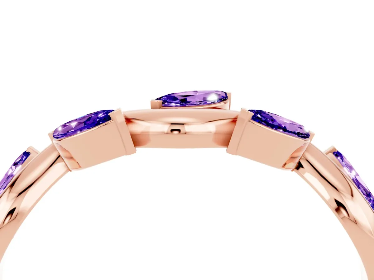 Marquise Tanzanite Twisted Band with Prong Setting Rose gold