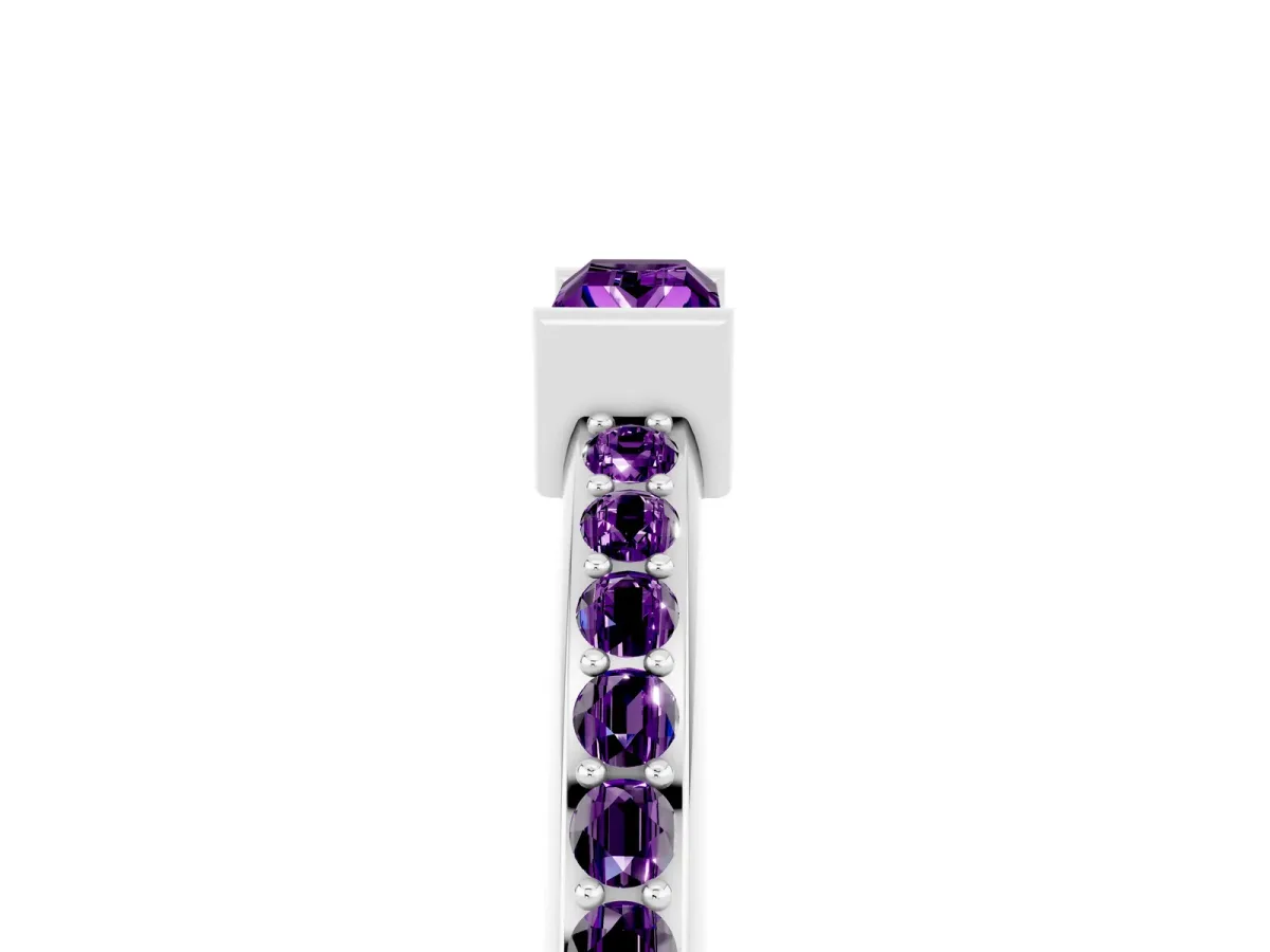 Baguette Amethyst Pavé Band with Bar Setting Platinum