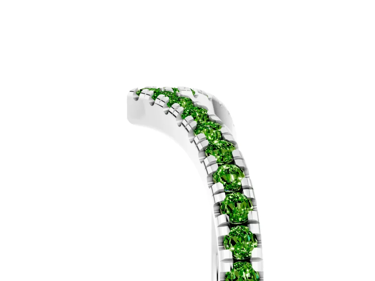 Pavé Round Peridot V-Shaped Chevron Band with Shared Prong Setting Silver