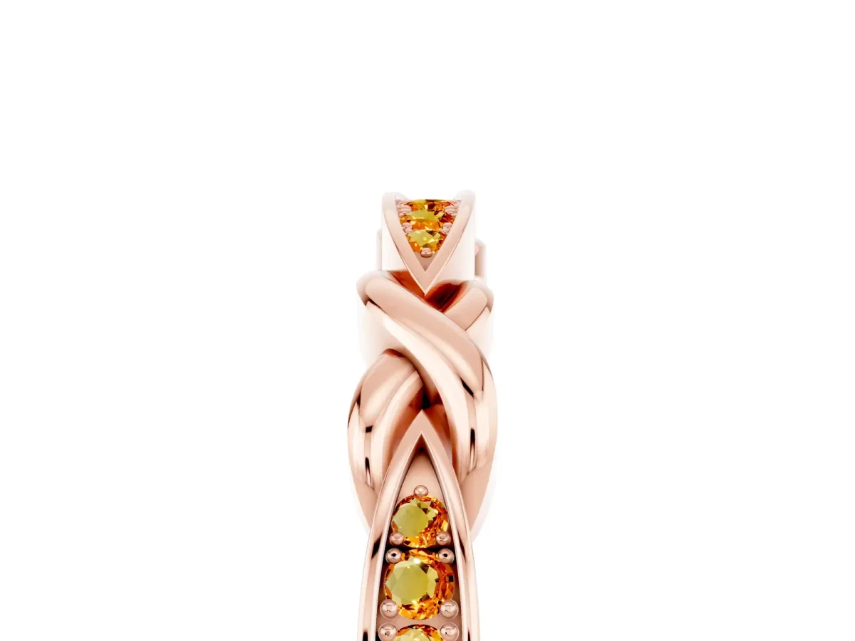 Twisted Marquise Citrine Pavé Band with Shared Prong Setting Rose gold