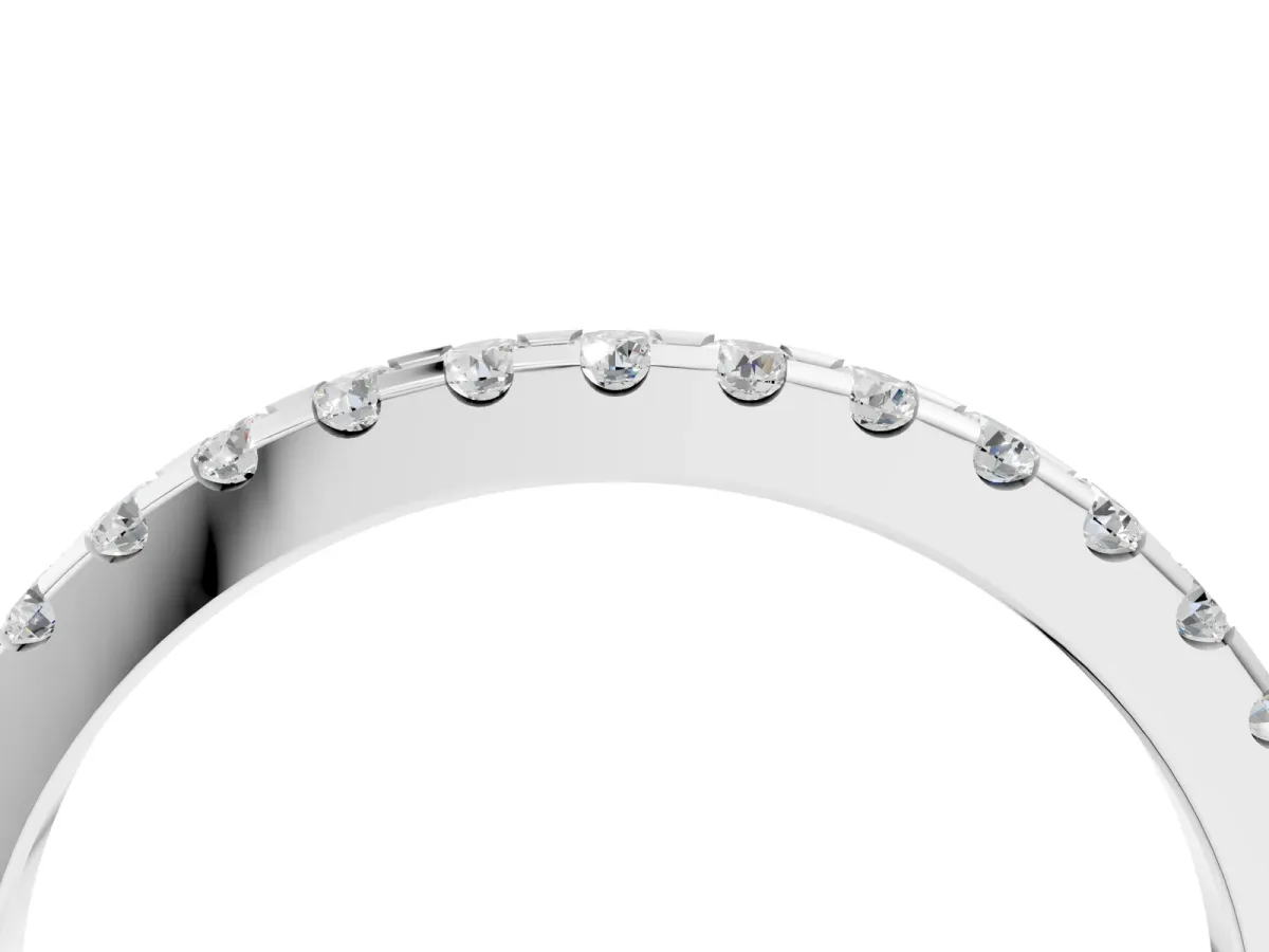 Round Diamond Pavé Set Eternity Band with Micro Prong Setting Silver