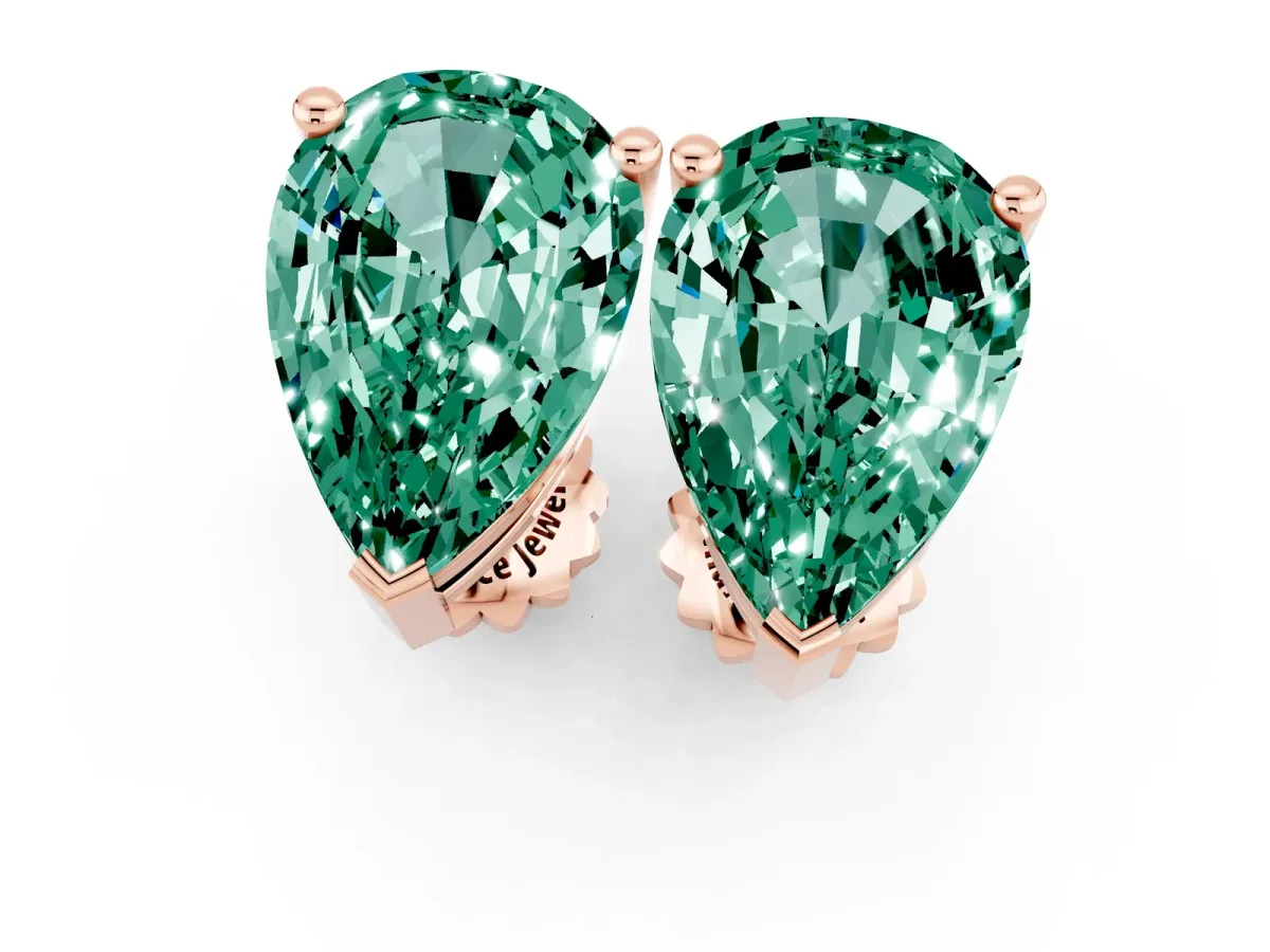 Pear Cut Green Sapphire Stud Earrings Rose gold