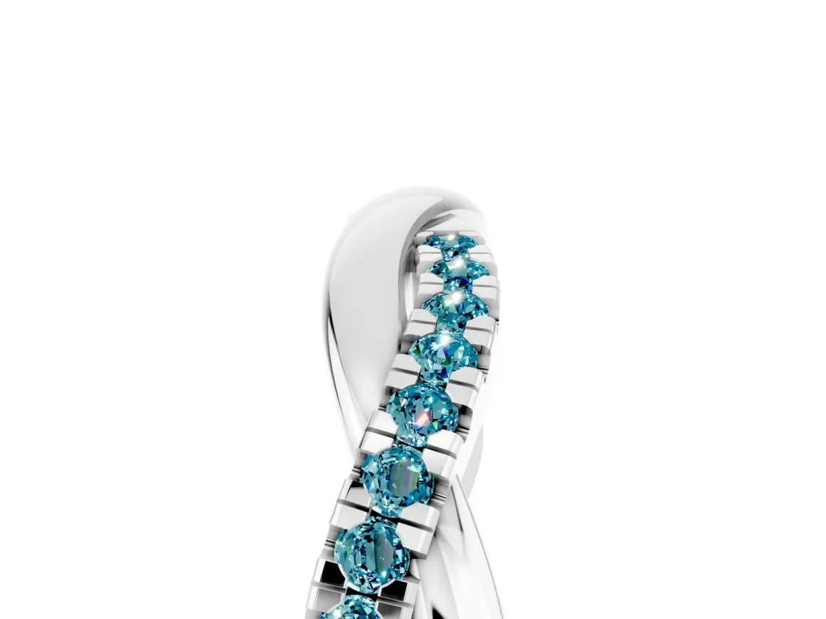 Round Blue Topaz Twisted Infinity Band with Prong Setting Platinum