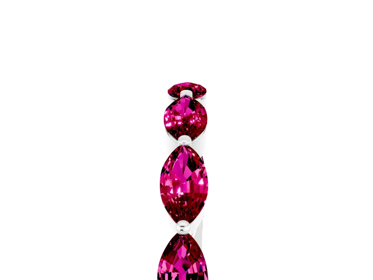 Marquise Garnet Half Eternity Band with Prong Setting White gold