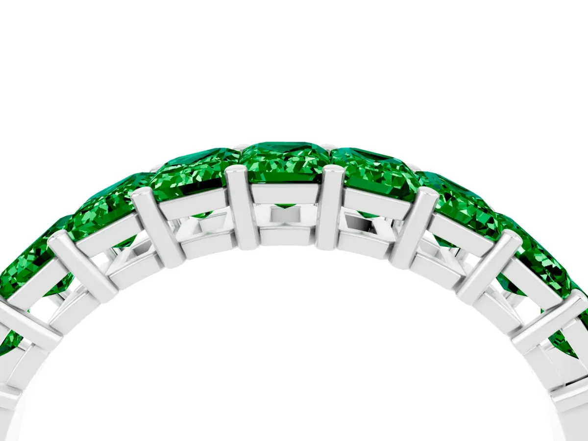 Emerald Cut Emerald Prong-Set Eternity Band Platinum