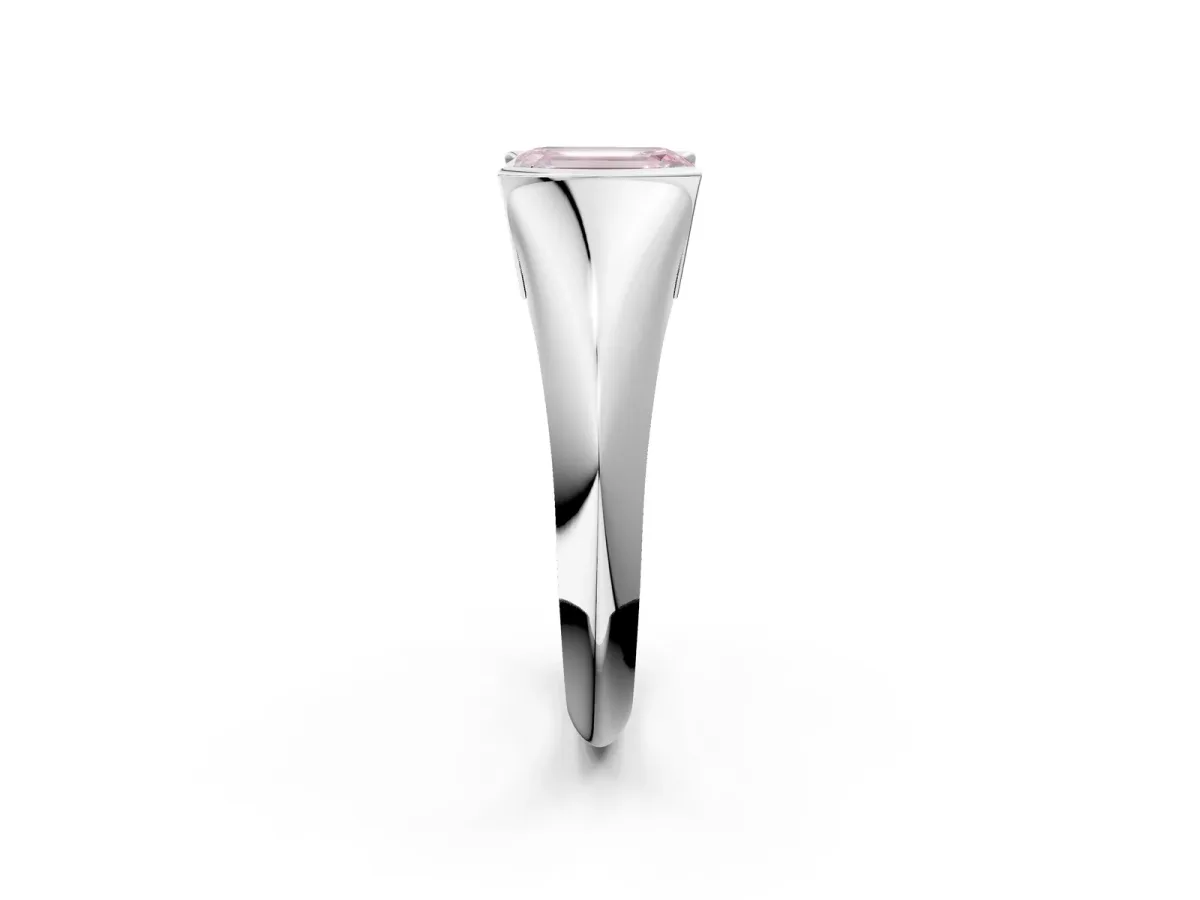 Fancy Pink Emerald Cut Solitaire Tension Set Diamond Ring Platinum