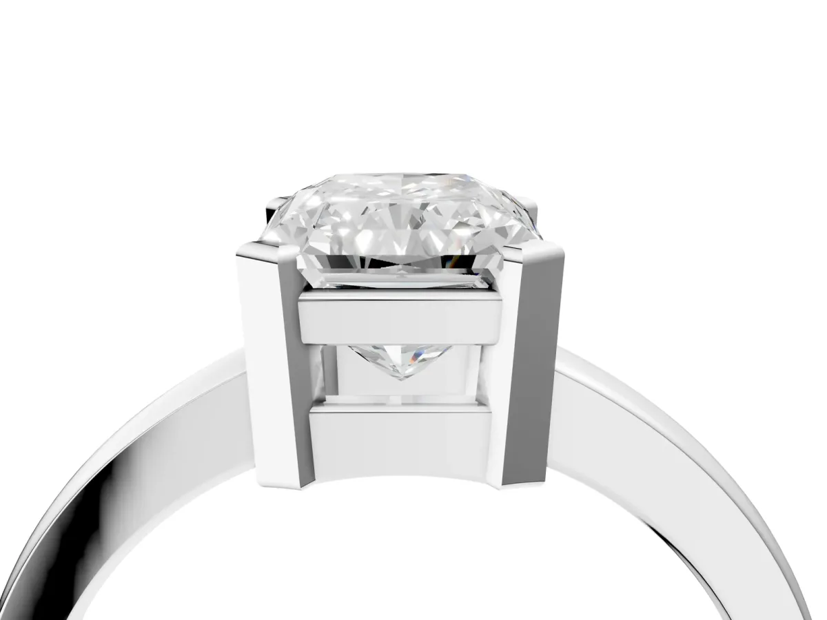 Radiant Cut Cut Solitaire Ring with Four-Prong Setting and Classic Band Platinum