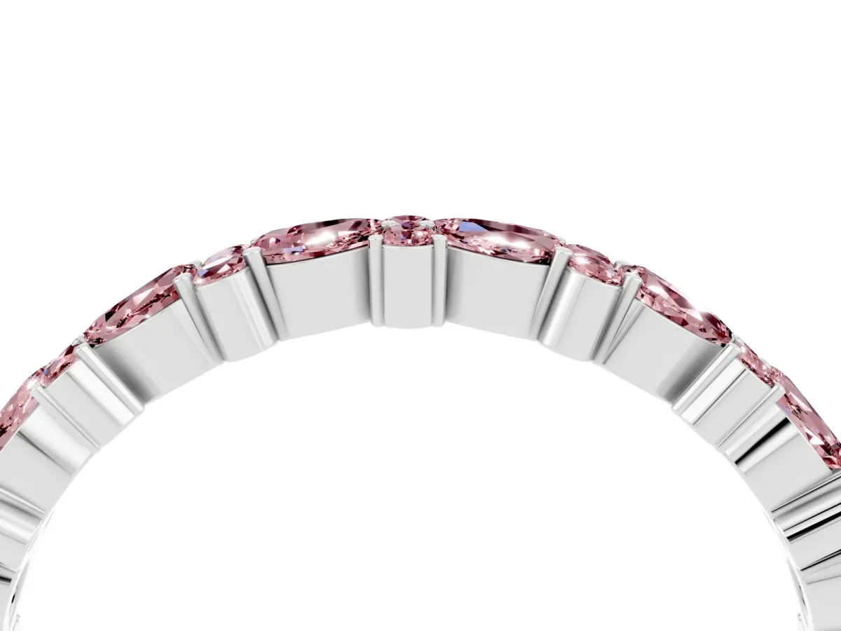 Pear and Round Morganite Wedding Band Platinum