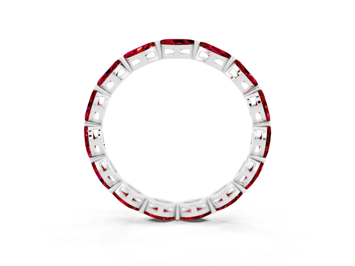 Marquise Ruby Eternity Band with U-Prong Setting White gold