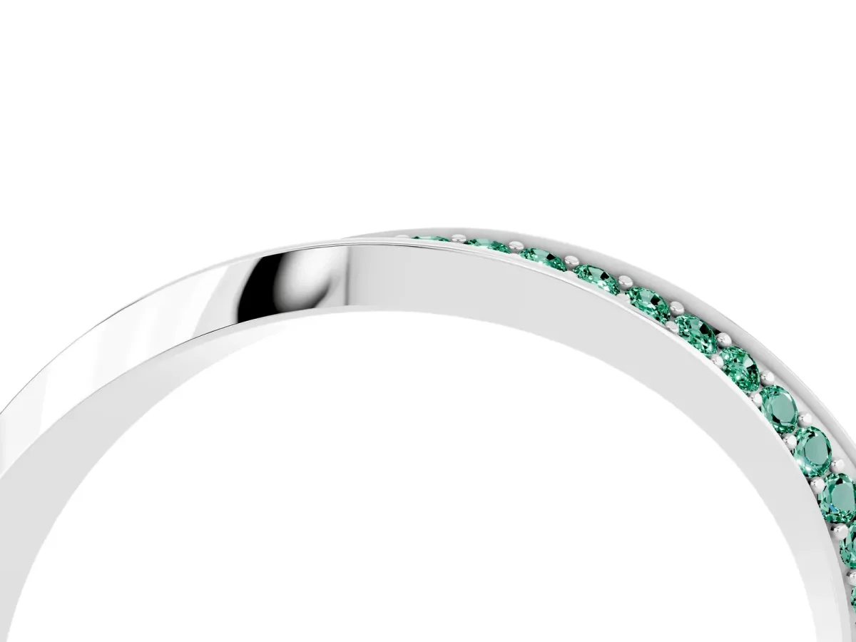 Pavé Round Green Sapphire Twist Band White gold