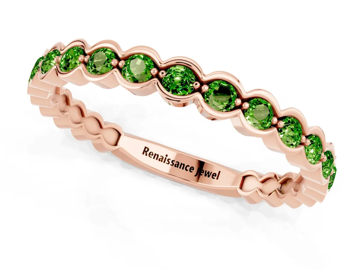 Round Peridot Bezel Set Eternity Band Rose gold