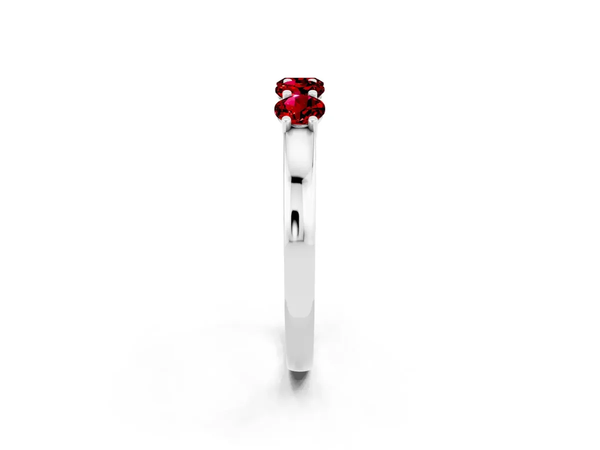 Four-Stone Round Ruby Prong-Set Band Silver